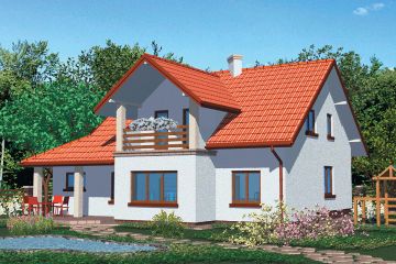 Projekt domu APS 082 - parterowy z poddaszem dom o powierzchni 160,60 m², dach dwuspadowy - ujęcie 2