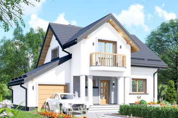 Projekt domu APS 094 - parterowy z poddaszem dom o powierzchni 111,10 m², dach dwuspadowy - ujęcie 2