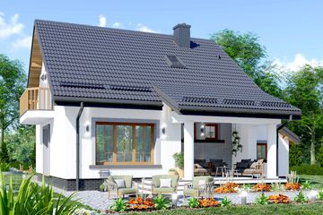 Projekt domu APS 094 - parterowy z poddaszem dom o powierzchni 111,10 m², dach dwuspadowy - ujęcie 3