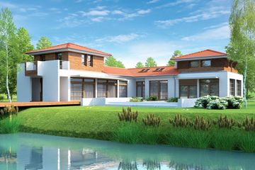 Projekt domu Dionizy G2 (mały) - parterowy z poddaszem dom o powierzchni 261,05 m², dach czterospadowy, koszt budowy 754 000 zł - ujęcie frontu