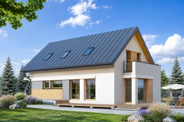 Projekt domu Amelia - parterowy z poddaszem dom o powierzchni 137,15 m², dach dwuspadowy - ujęcie 2