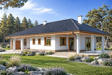 Projekt domu Fiona z garażem - parterowy dom o powierzchni 103,60 m², dach kopertowy - ujęcie 2