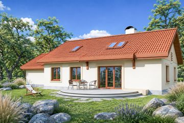 Projekt domu Sielanka 1a2g - parterowy z poddaszem dom o powierzchni 173,80 m², dach dwuspadowy - ujęcie 2