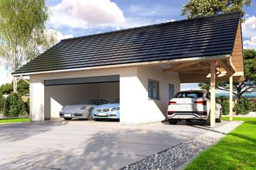  Projekt budynku gospodarczego APG 6A budynek gospodarczy z wiatą (WRD1544) - projekt budynku parterowego - Zdjęcie 2