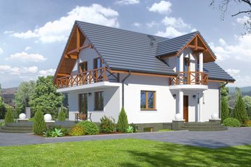  Projekt domu Jaworze p (KRP1330) - projekt domu parterowego z poddaszem - Zdjęcie 1