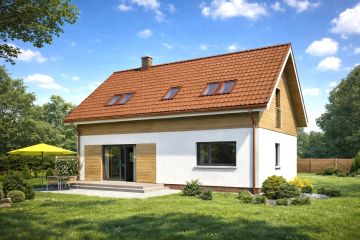 Projekt domu TK55 - parterowy z poddaszem dom o powierzchni 122,80 m², dach dwuspadowy - ujęcie 2