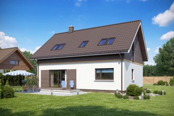 Projekt domu TK55P - parterowy z poddaszem dom o powierzchni 194,94 m², dach dwuspadowy - ujęcie 2