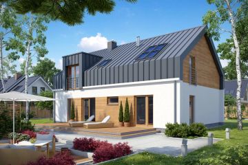 Projekt domu TK58 - parterowy z poddaszem dom o powierzchni 159,52 m², dach dwuspadowy - ujęcie 2