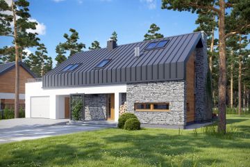 Projekt domu TK59 - parterowy z poddaszem dom o powierzchni 159 m², dach dwuspadowy - ujęcie 2