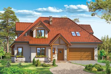  Projekt domu Jesion 2 (WAH1235) - projekt domu parterowego z poddaszem - Zdjęcie 1