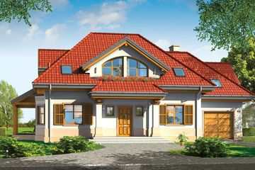  Projekt domu Rubin 2 (WAH1255) - projekt domu parterowego z poddaszem - Zdjęcie 1