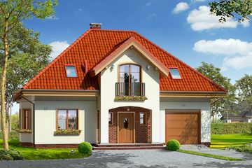  Projekt domu Stokrotka (WAH1257) - projekt domu parterowego z poddaszem - Zdjęcie 1