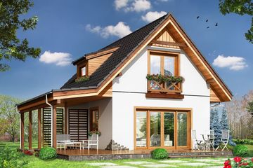  Projekt domu Szarejka (WAH1258) - projekt domu parterowego z poddaszem - Zdjęcie 1