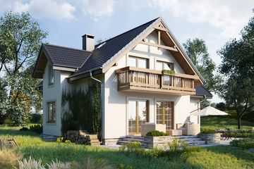 Projekt domu Koliba Grota (1222) - parterowy z poddaszem dom o powierzchni 123,60 m², dach dwuspadowy - ujęcie 3