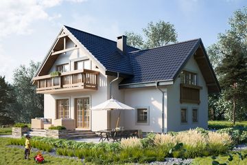 Projekt domu Koliba Grota (1222) - parterowy z poddaszem dom o powierzchni 123,60 m², dach dwuspadowy - ujęcie 4