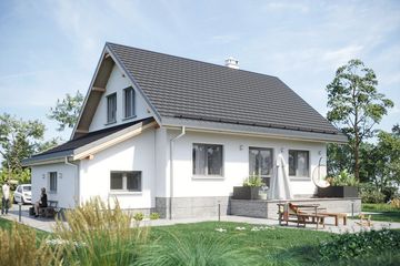 Projekt domu Krab Alfa (1208) - parterowy z poddaszem dom o powierzchni 116,70 m², dach dwuspadowy - ujęcie 2