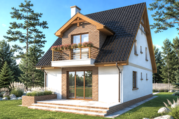 Projekt domu Malwina - parterowy z poddaszem dom o powierzchni 114,90 m², dach dwuspadowy - ujęcie 2