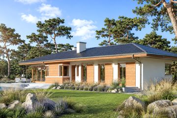 Projekt domu Bil II - parterowy dom o powierzchni 112,68 m², dach kopertowy - ujęcie 2