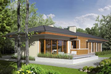 Projekt domu Bil II - parterowy dom o powierzchni 112,68 m², dach kopertowy - ujęcie 2