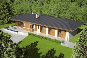 Projekt domu Bil II - parterowy dom o powierzchni 112,68 m², dach kopertowy - ujęcie 3