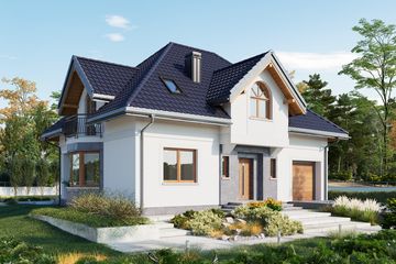 Projekt domu Opus (1233) - parterowy z poddaszem dom o powierzchni 138,50 m², dach kopertowy - ujęcie 2