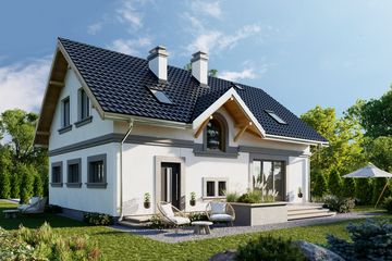 Projekt domu Skarbek (1231) - parterowy z poddaszem dom o powierzchni 118,30 m², dach dwuspadowy - ujęcie 2