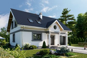 Projekt domu Skarbek (1231) - parterowy z poddaszem dom o powierzchni 118,30 m², dach dwuspadowy - ujęcie 3
