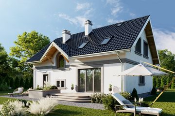 Projekt domu Skarbek (1231) - parterowy z poddaszem dom o powierzchni 118,30 m², dach dwuspadowy - ujęcie 4
