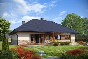Projekt domu TK37 - parterowy dom o powierzchni 141,97 m², dach kopertowy - ujęcie 2