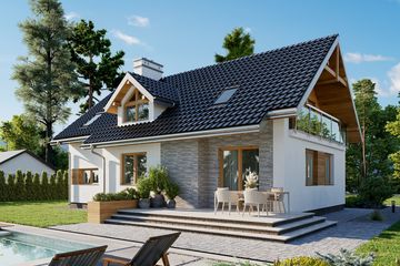 Projekt domu Wodnik As (1262) - parterowy z poddaszem dom o powierzchni 114,60 m², dach dwuspadowy - ujęcie 4