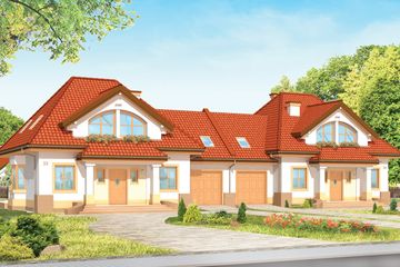  Projekt domu Na Medal - Bliźniak (WAH1297) - projekt domu parterowego z poddaszem - Zdjęcie 1