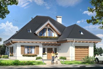  Projekt domu Fantazja (WAH1301) - projekt domu parterowego z poddaszem - Zdjęcie 1