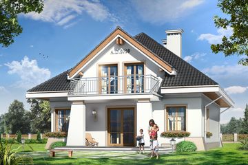  Projekt domu Figiel (WAH1304) - projekt domu parterowego z poddaszem - Zdjęcie 2