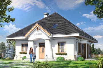  Projekt domu Figiel (WAH1304) - projekt domu parterowego z poddaszem - Zdjęcie 1