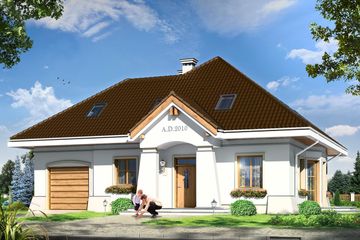  Projekt domu Figiel 2 (WAH1305) - projekt domu parterowego z poddaszem - Zdjęcie 1