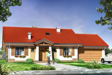  Projekt domu Niezapominajka z garażem 2 (WAH1339) - projekt domu parterowego - Zdjęcie 1