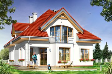  Projekt domu Weronika (WAH1366) - projekt domu parterowego z poddaszem - Zdjęcie 2