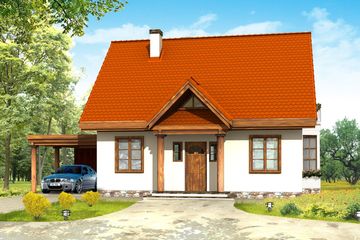  Projekt domu Bajkowy wariant C (WAH1380) - projekt domu parterowego z poddaszem - Zdjęcie 1