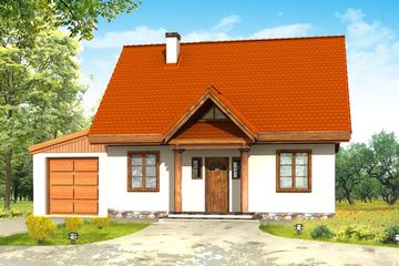  Projekt domu Bajkowy wariant D (WAH1381) - projekt domu parterowego z poddaszem - Zdjęcie 1