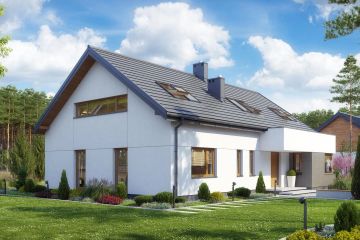 Projekt domu TK17 - parterowy z poddaszem dom o powierzchni 178,10 m², dach dwuspadowy - ujęcie 2