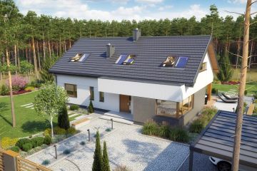 Projekt domu TK17 - parterowy z poddaszem dom o powierzchni 178,10 m², dach dwuspadowy - ujęcie 3
