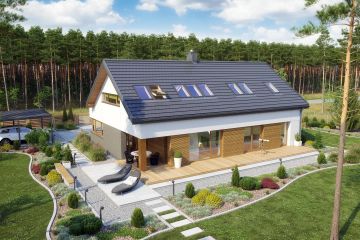 Projekt domu TK17 - parterowy z poddaszem dom o powierzchni 178,10 m², dach dwuspadowy - ujęcie 4