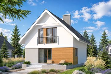 Projekt domu Alicja - parterowy z poddaszem dom o powierzchni 94,65 m², dach dwuspadowy - ujęcie 2