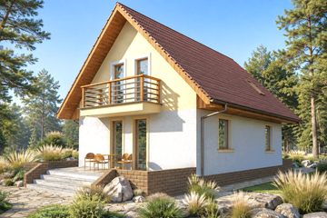 Projekt domu Przemek - parterowy z poddaszem dom o powierzchni 106,30 m², dach dwuspadowy - ujęcie 2
