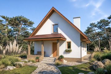 Projekt domu Przemek - parterowy z poddaszem dom o powierzchni 106,30 m², dach dwuspadowy, koszt budowy 275 000 zł - ujęcie frontu