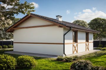 Projekt garażu G46 - Budynek garażowo - gospodarczy - parterowy dom o powierzchni 43,18 m², dach dwuspadowy - ujęcie 2