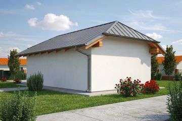 Projekt garażu G96 - Budynek garażowy - parterowy dom o powierzchni 29,40 m², dach naczółkowy - ujęcie 2