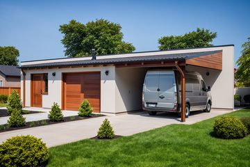  Projekt garażu G106 - Budynek garażowy z wiatą (PRA1120) - projekt garażu parterowego - Zdjęcie 1