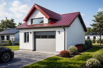 Projekt garażu G116 - Budynek garażowy - parterowy dom o powierzchni 57,13 m², dach dwuspadowy - ujęcie frontu