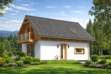  Projekt domu L-98 Dom wilcza szkieletowy (BBD1002) - projekt domu parterowego z poddaszem - Zdjęcie 2